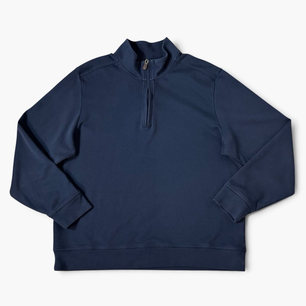 Tommy Bahama Half Zip Sweatshirt Sweater Mens XL Navy Pima Cotton Old Money Work